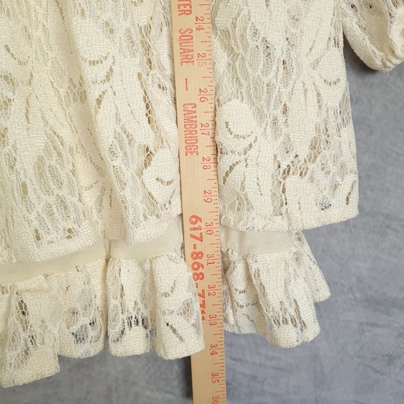 Free People Dress Womens 0 Lace Boho Peasant Long Sleeve Mini Ruffle - Picture 14 of 16
